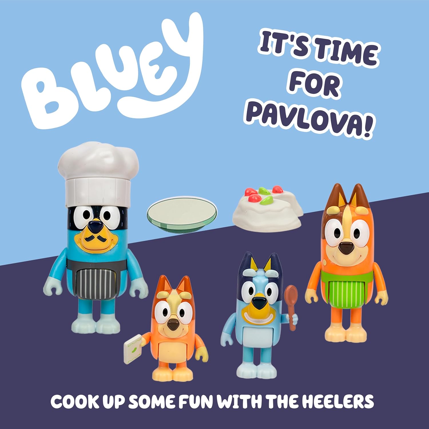 Bluey Pavlova 4 Figure Pack Bluey - Chilli - Bandit - Bingo