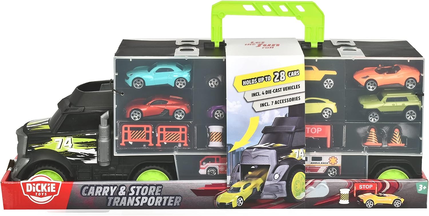 Dickie Toys Carry And Store Transporter Truck Carry Case With Cars