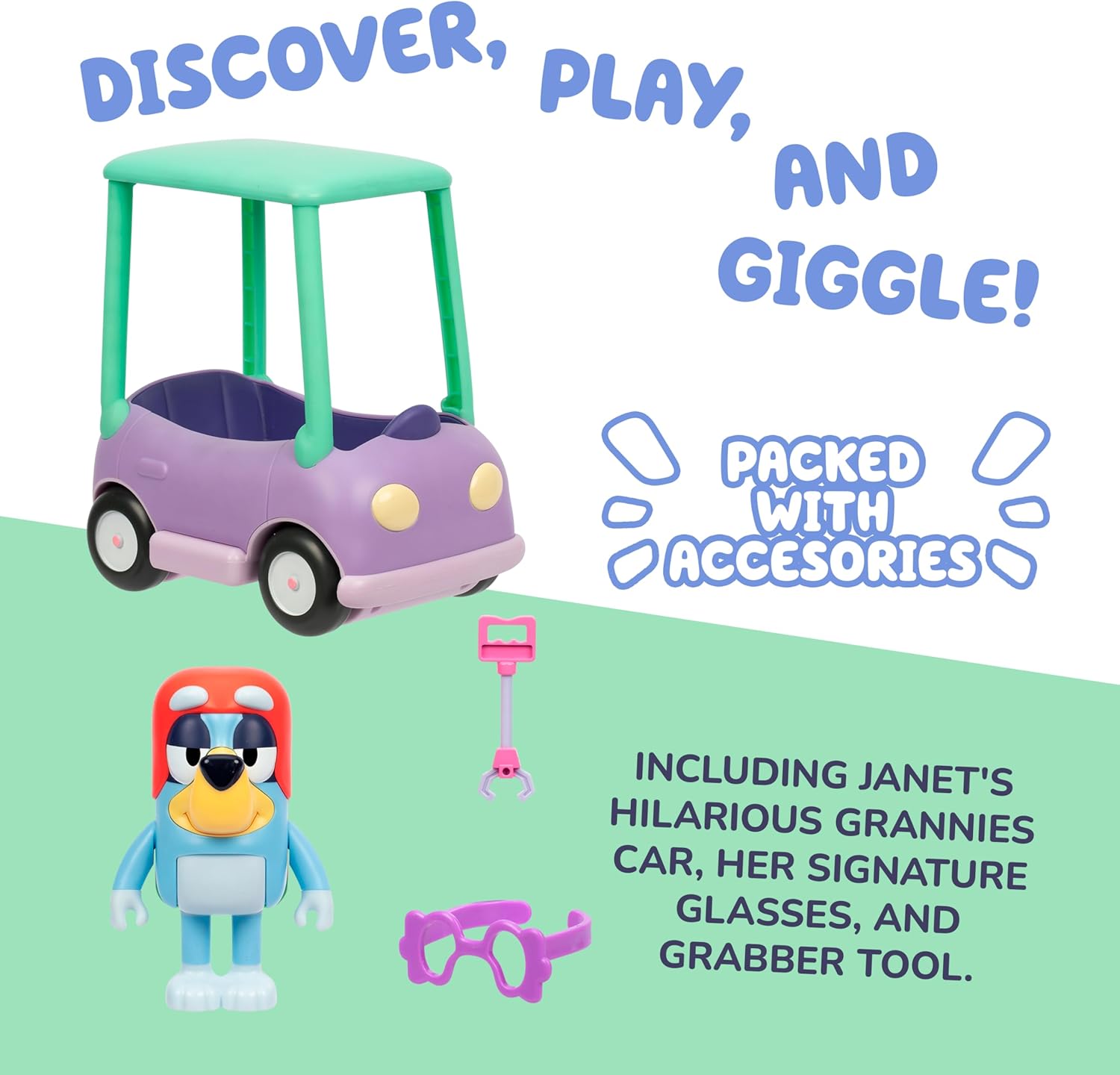 Bluey Chat Mates Grannies Car With Janet Figure