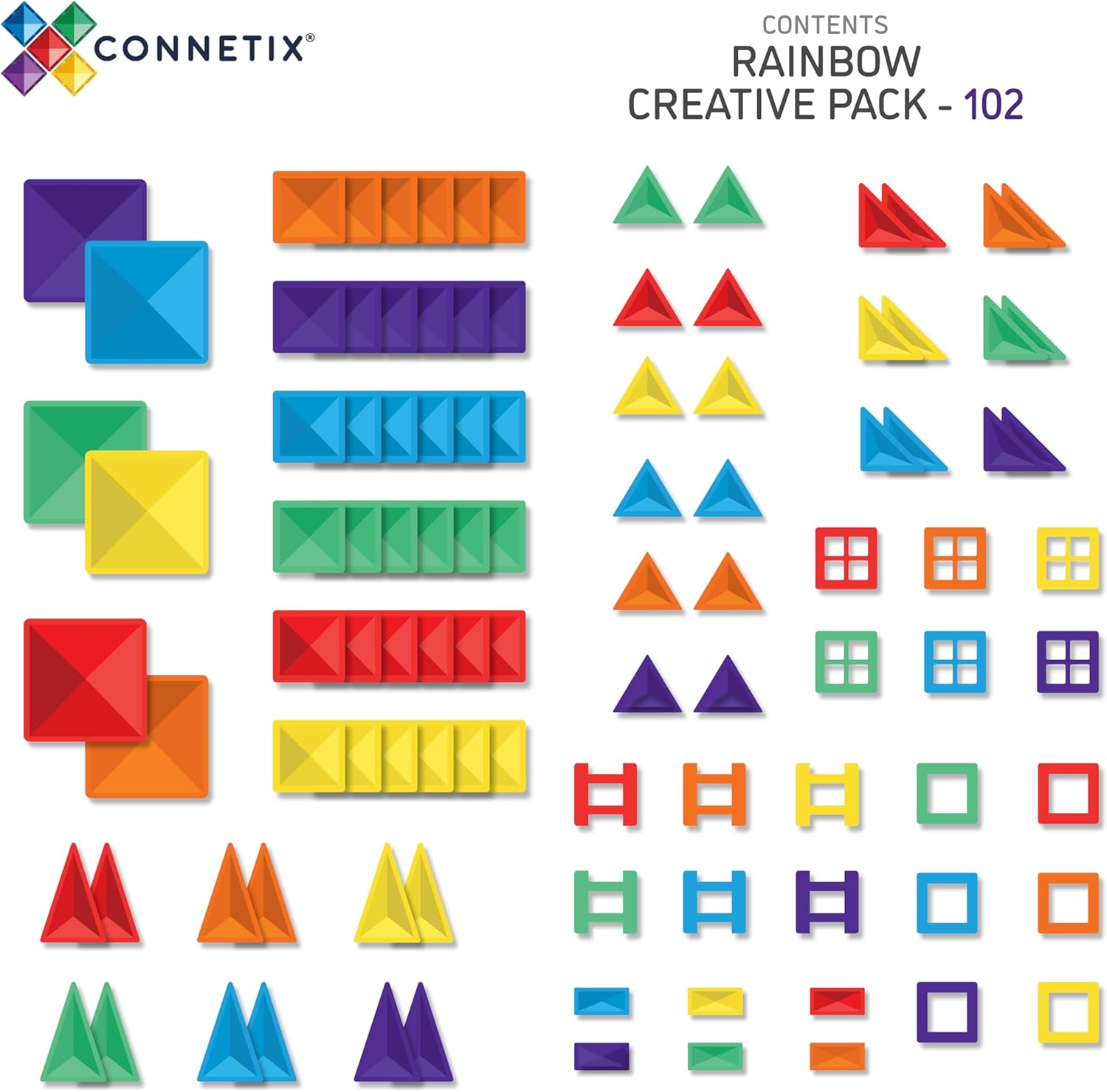 Connetix magnetic Tiles Rainbow Creative Pack 102pc