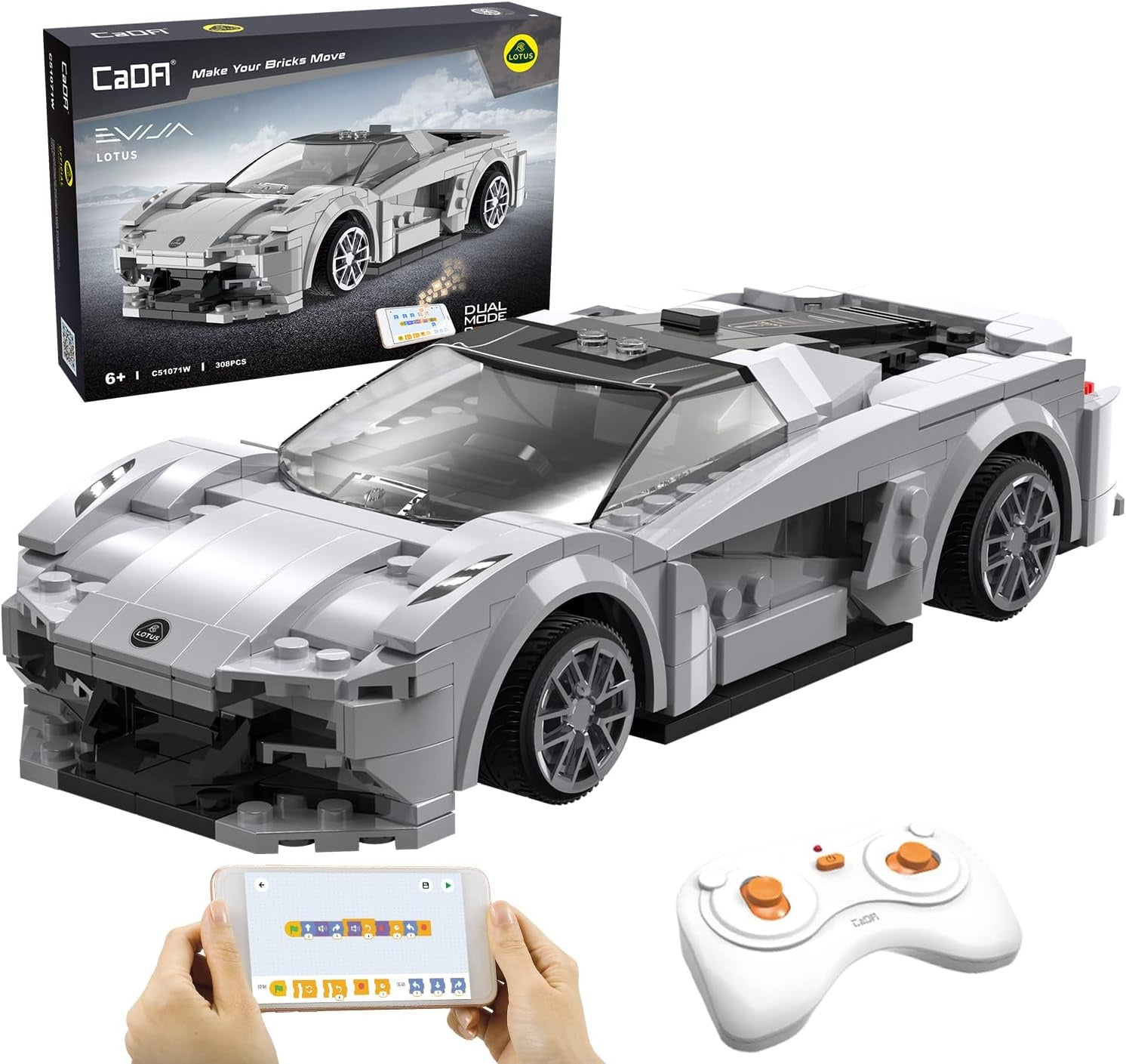 CaDa Lotus Evija Remote Control Sports Car 308pc Construction Set 1:18