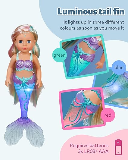Baby Born Mermaid Doll With Light Up Tail 43cm