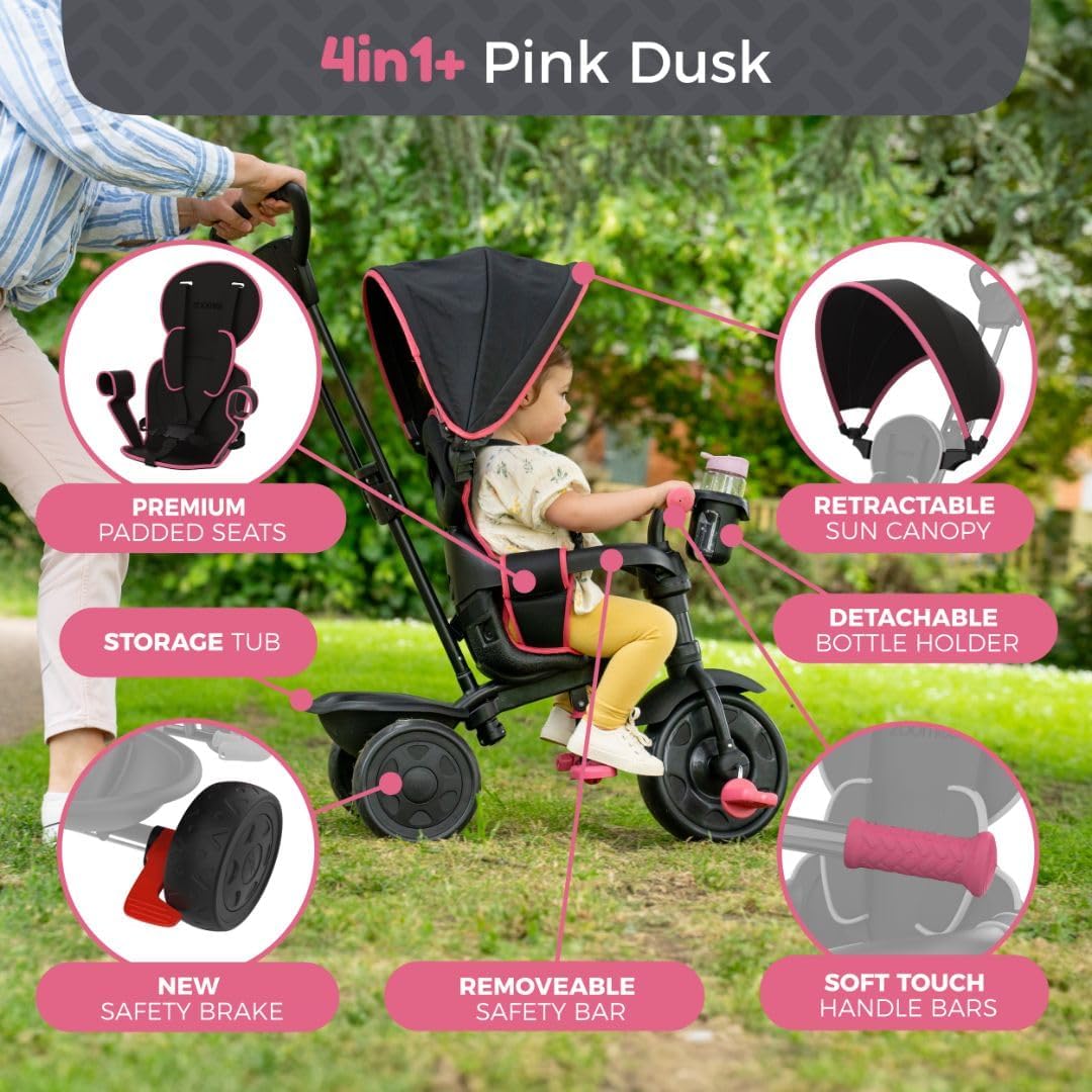 Zoomee Deluxe 4 In 1 Trike Pink Dusk
