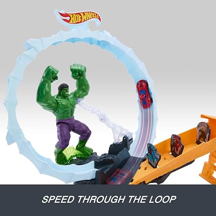 Hot Wheels Marvel Avengers SpiderMan And Hulk Smashdown Track Set