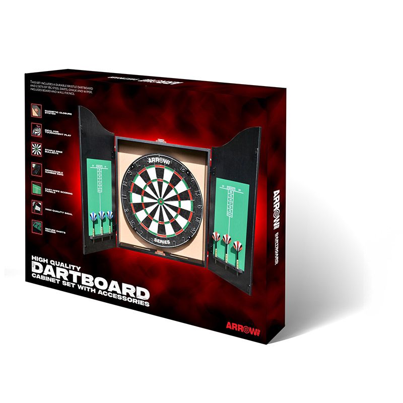 Arrow Bristle Dartboard Cabinet Set Black