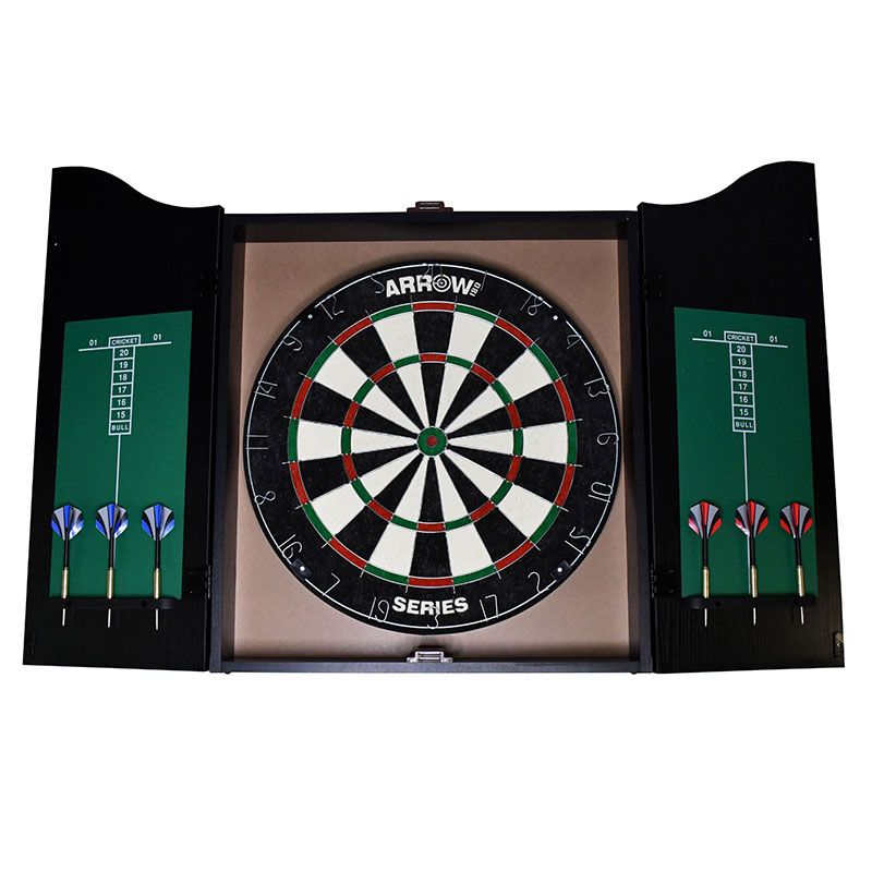 Arrow Bristle Dartboard Cabinet Set Black
