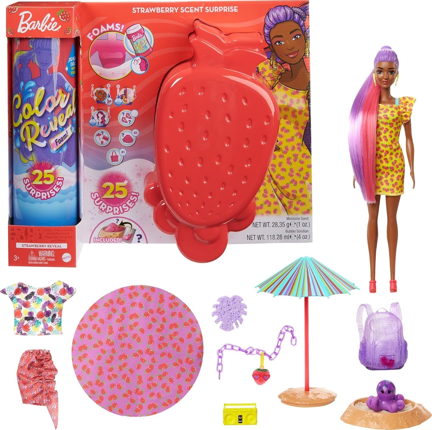 Barbie Colour Reveal Strawberry Scent Surprises Doll