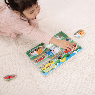 Melissa & Doug Wooden Peg Jigsaw Puzzle Vehicles