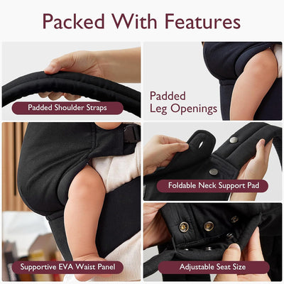 Momcozy Pure Hug 3 In 1 Baby Carrier Black