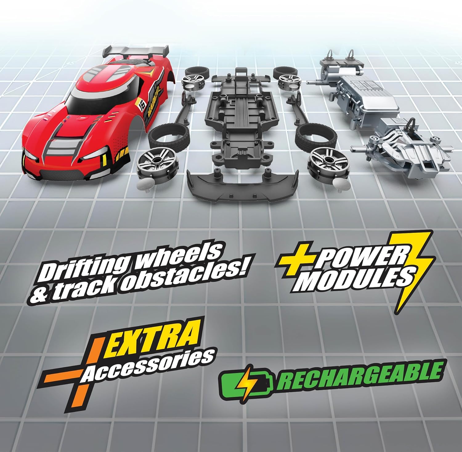 Exost Build 2 Drive Rechargeable Buildable Remote Control Car 2 Pack