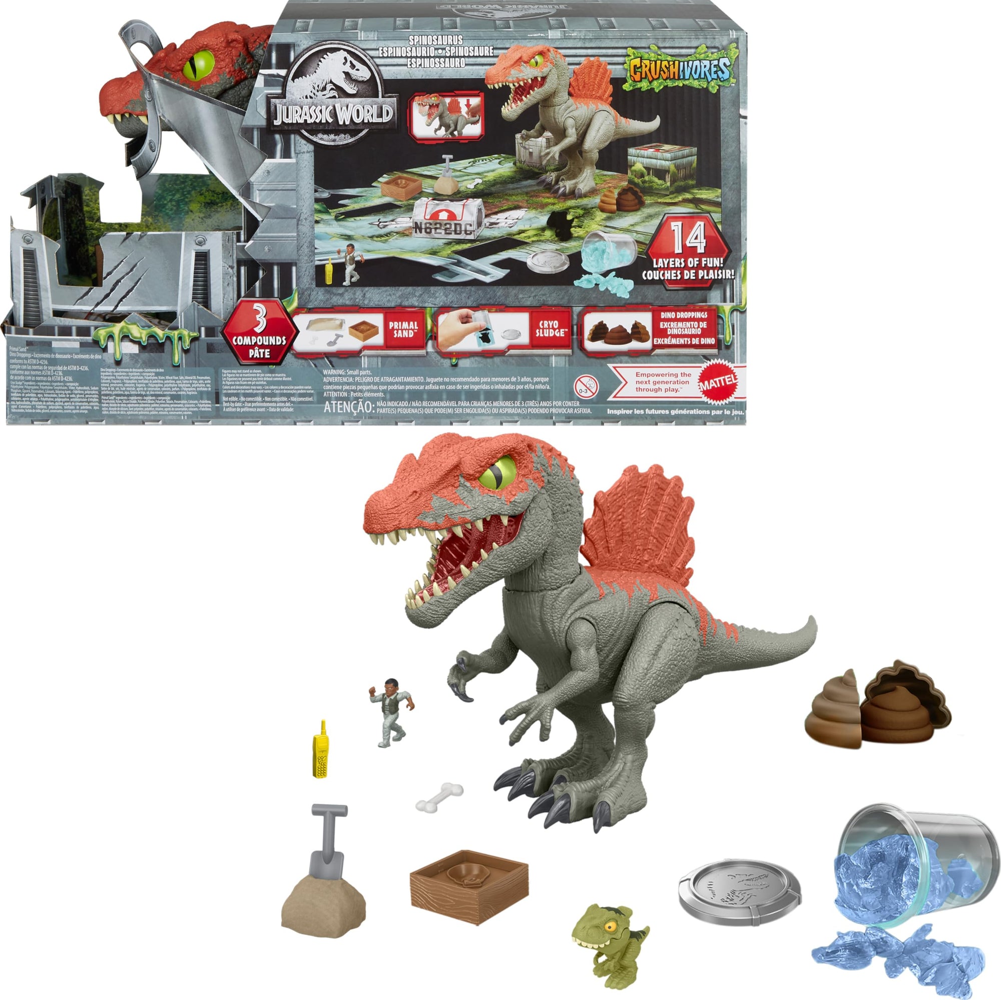 Jurassic World Spinosaurus Cage Demolisher Action Figure Dinosaur And Accessories