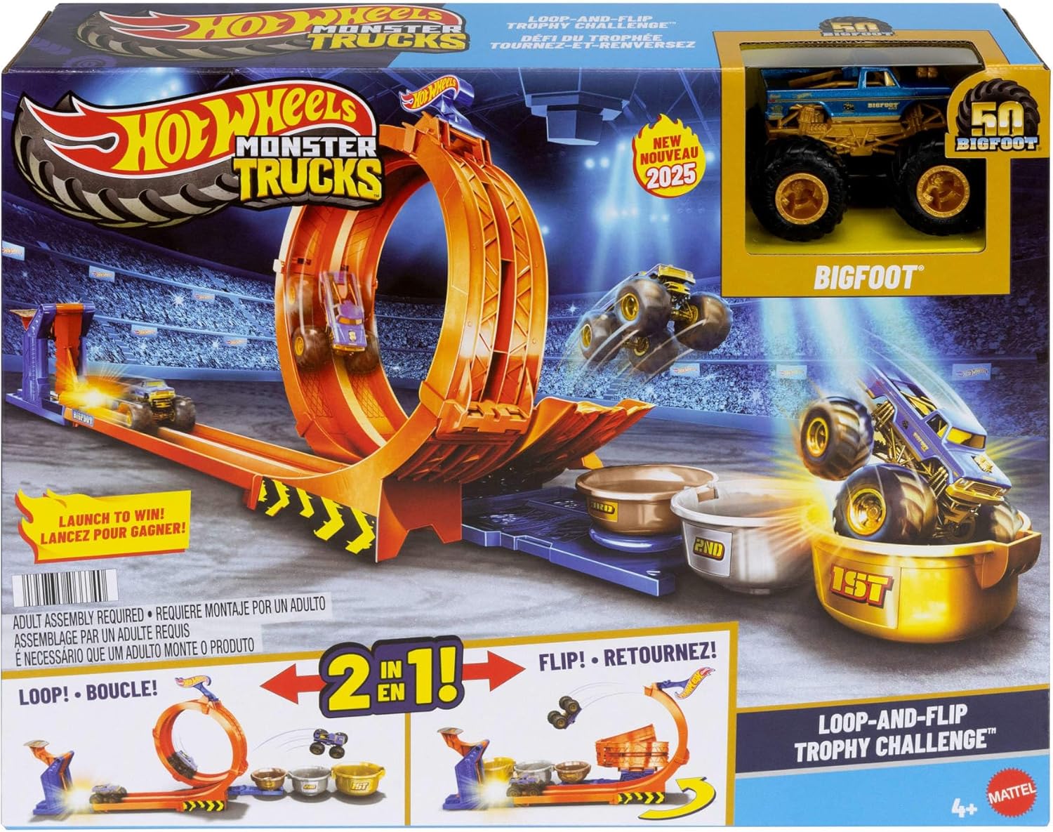Hot Wheels Monster Trucks Loop And Flip Trophy Challenge Playset