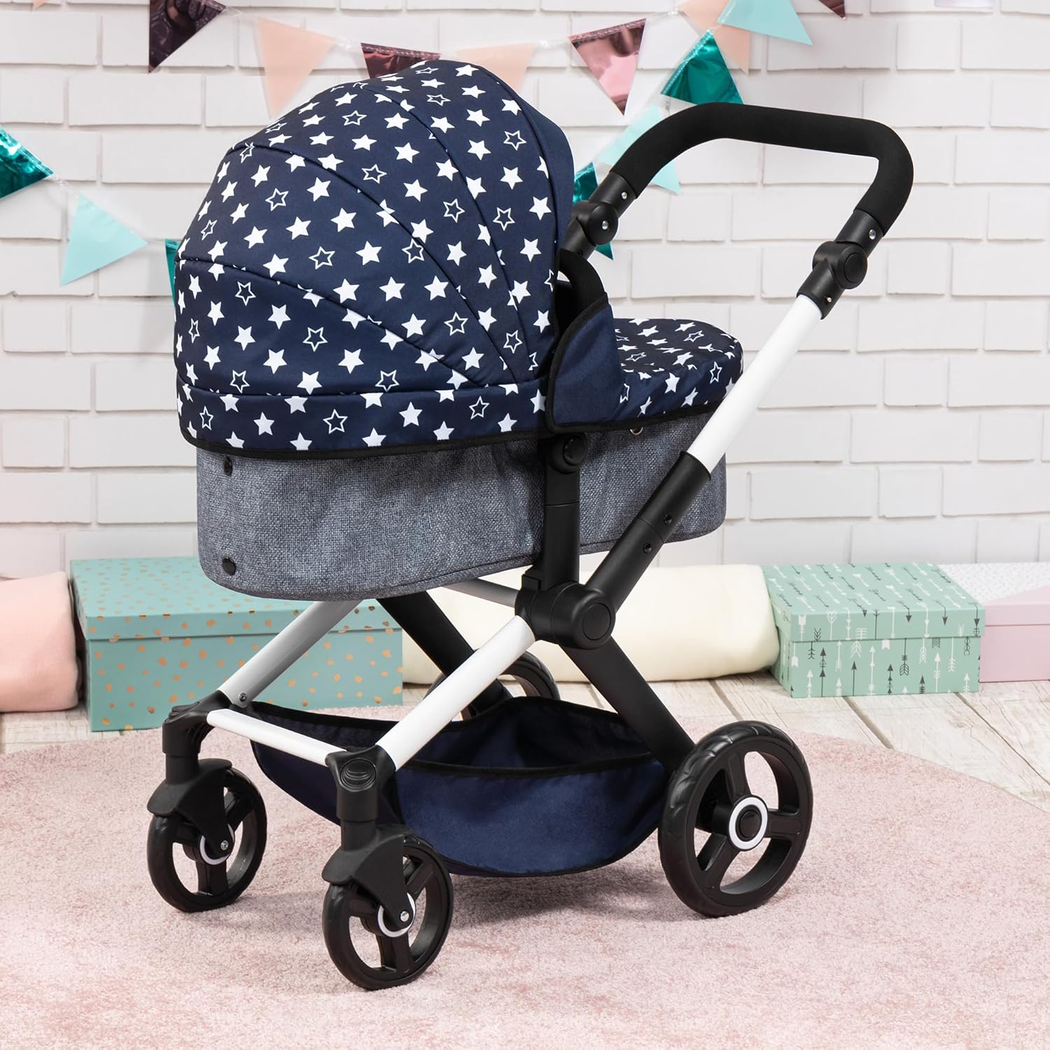 Bayer XEO Dolls Pram / Travel System White Stars