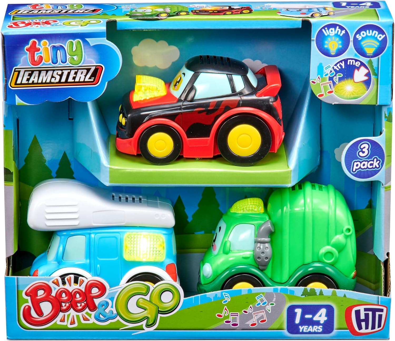 Tiny Teamsterz Beep And Go Infant Vehichle 3pk