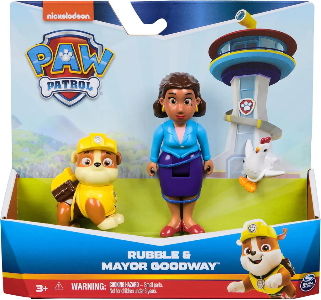 Paw Patrol Pup Hero Figure Pack Rubble And Mayor Goodway