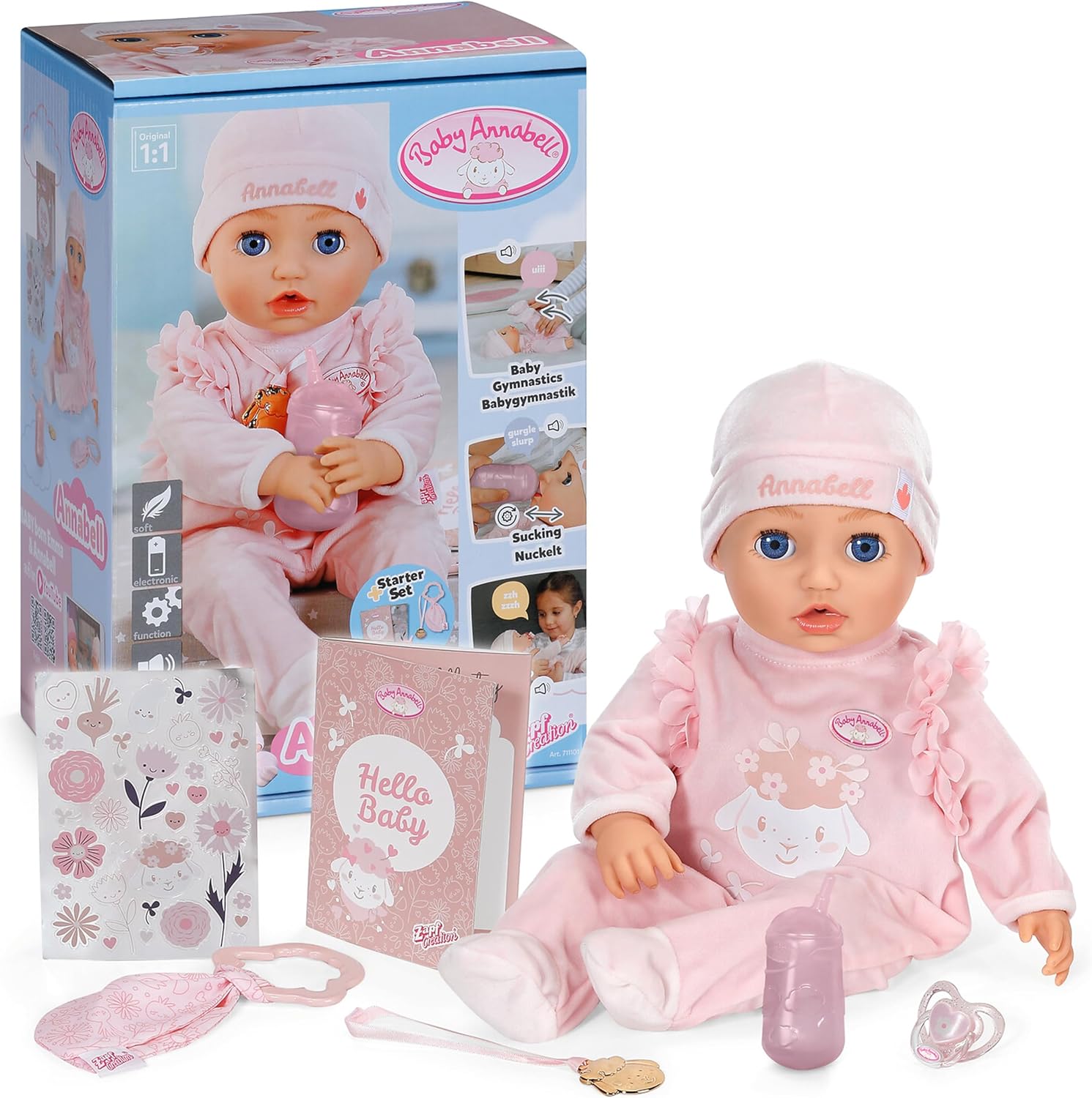Baby Annabell Interactive Doll 43cm With Starter Set. Ansd Extra Outfit
