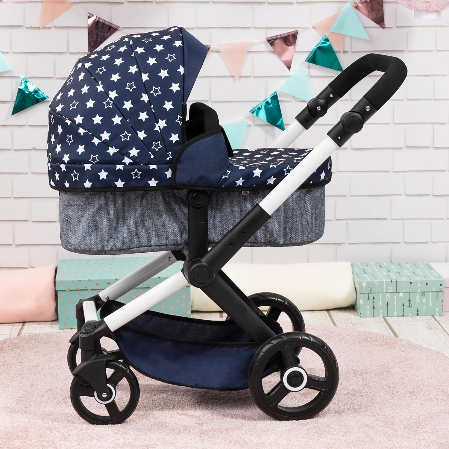 Bayer XEO Dolls Pram / Travel System White Stars
