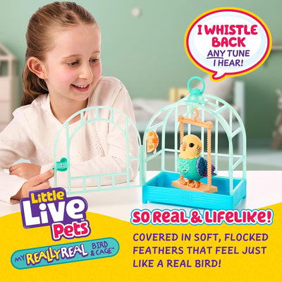 Little Live Pets My Really Real Bird And Cage Teal