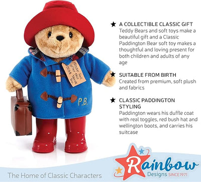 Paddington Bear 14" Paddington Plush Soft Toy With Rubber Boots And Suit Case