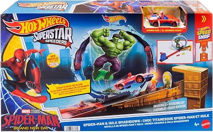 Hot Wheels Marvel Avengers SpiderMan And Hulk Smashdown Track Set
