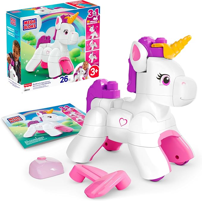 Mega Bloks 3 In 1 Build And Enchant Unicorn Construction Set