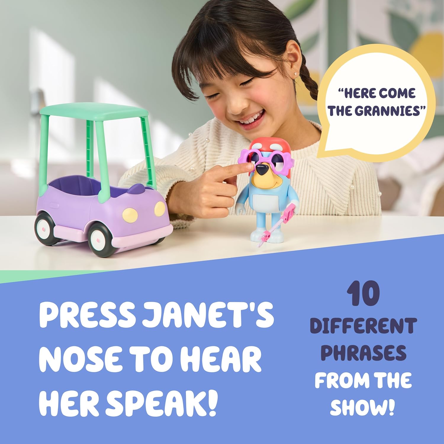 Bluey Chat Mates Grannies Car With Janet Figure