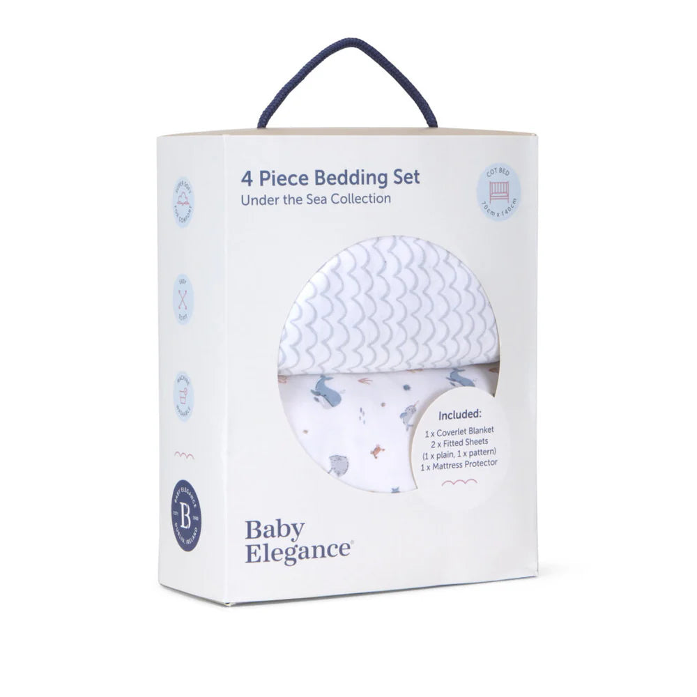 Baby Elegance Under The Sea 4pc Cot Bed Bedding Set 70cm x 140cm
