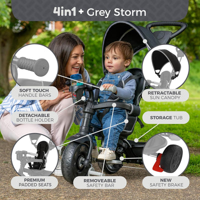 Zoomee Deluxe 4 In 1 Trike Grey Storm