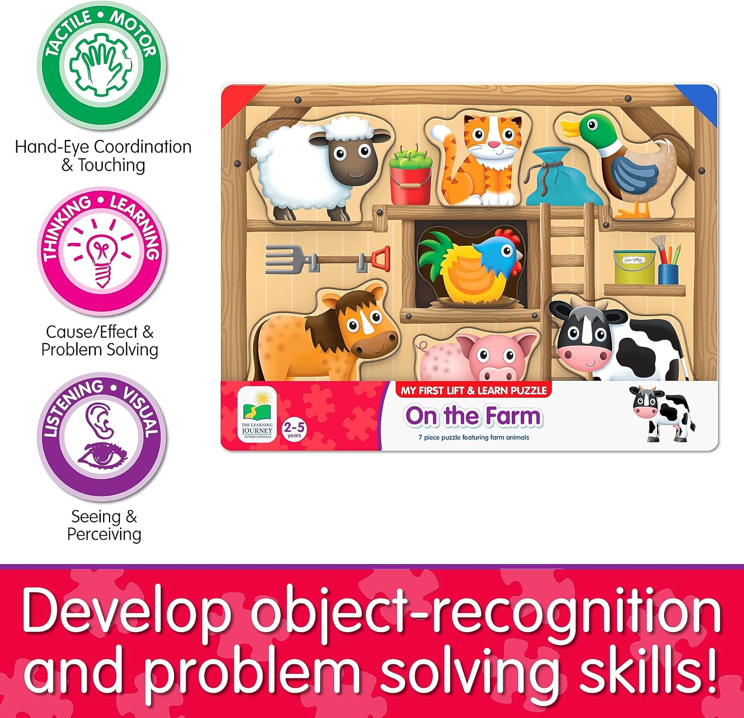 My First Lift And Learn Wooden Jigsaw Puzzle On The Farm