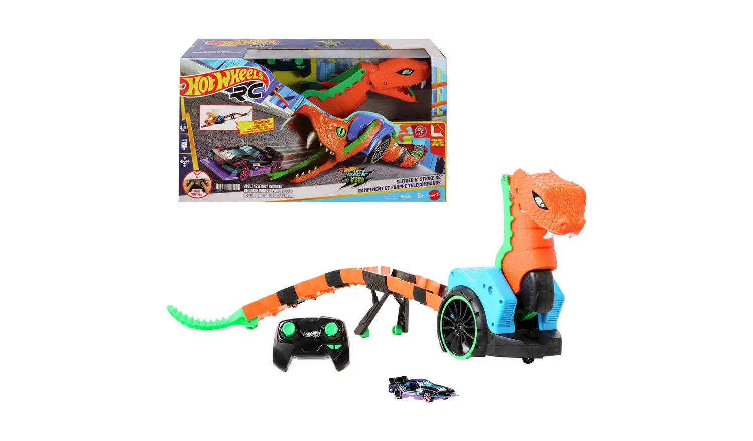 Hot Wheels Remote Control Let's Race Slither N' Strike Snake With Hot Wheels Car