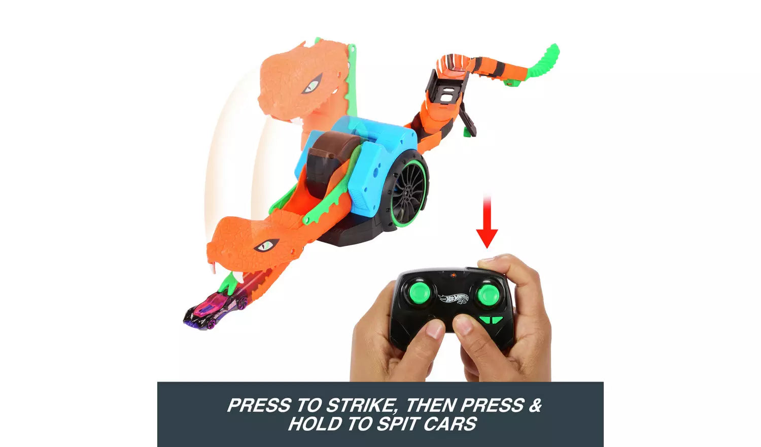 Hot Wheels Remote Control Let's Race Slither N' Strike Snake With Hot Wheels Car