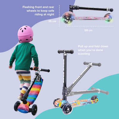 Bold Cube Big Fold 3 Wheel Foldable Scooter Unicorn Land 5-10 Years