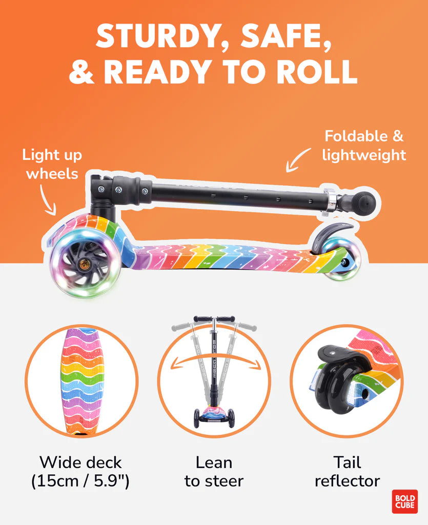 BoldCube Big Fold 3 Wheel Foldable Scooter Astro Dream 5-10 Years
