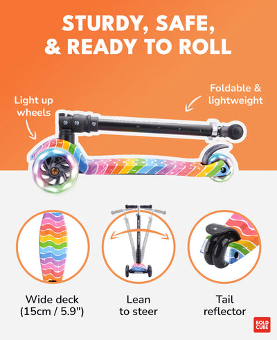 BoldCube Big Fold 3 Wheel Foldable Scooter Astro Dream 5-10 Years