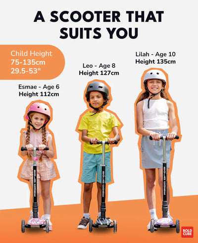 BoldCube Big Fold 3 Wheel Foldable Scooter Astro Dream 5-10 Years