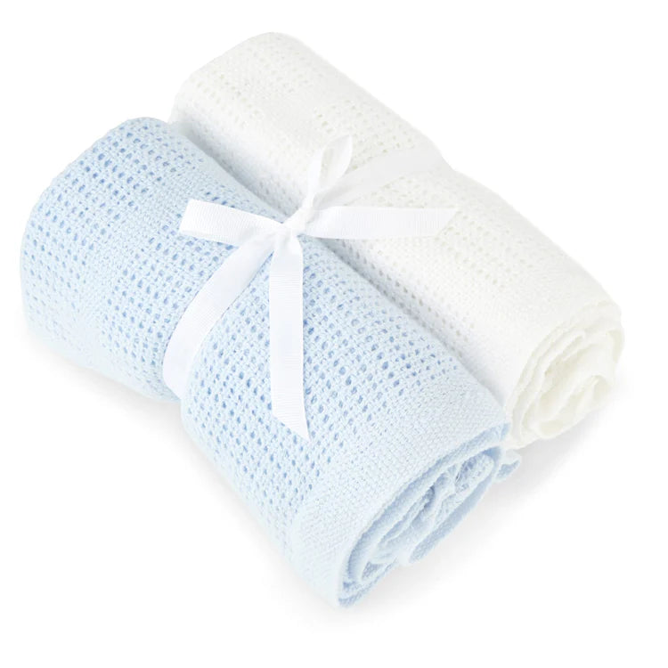Baby Elegance 2pk Cellular Crib Blankets Blue / White