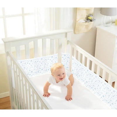 Breathable Baby Breathable Cot Bumper / Liner Blue Stars