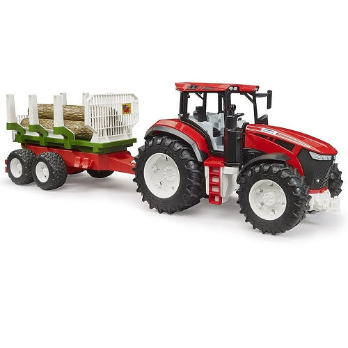 Bruder Roadmax Tractor With Forestry Trailer And 3 Trunks 1:16
