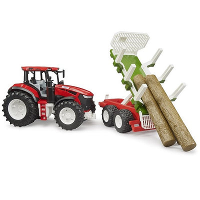 Bruder Roadmax Tractor With Forestry Trailer And 3 Trunks 1:16