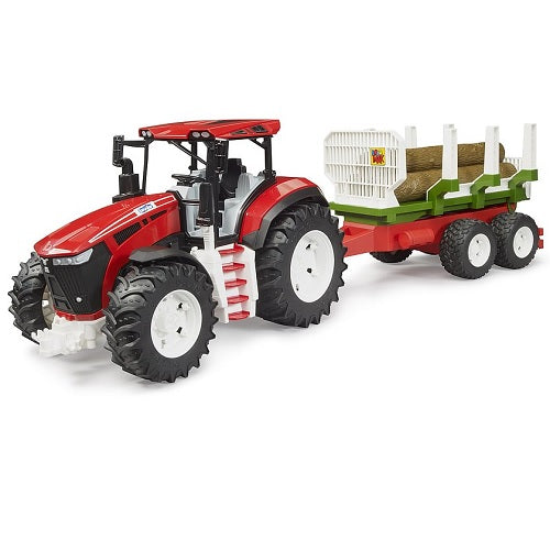 Bruder Roadmax Tractor With Forestry Trailer And 3 Trunks 1:16