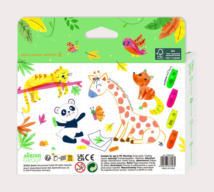 Haku Yoka Neon Mini Markers Animal 4 Pack