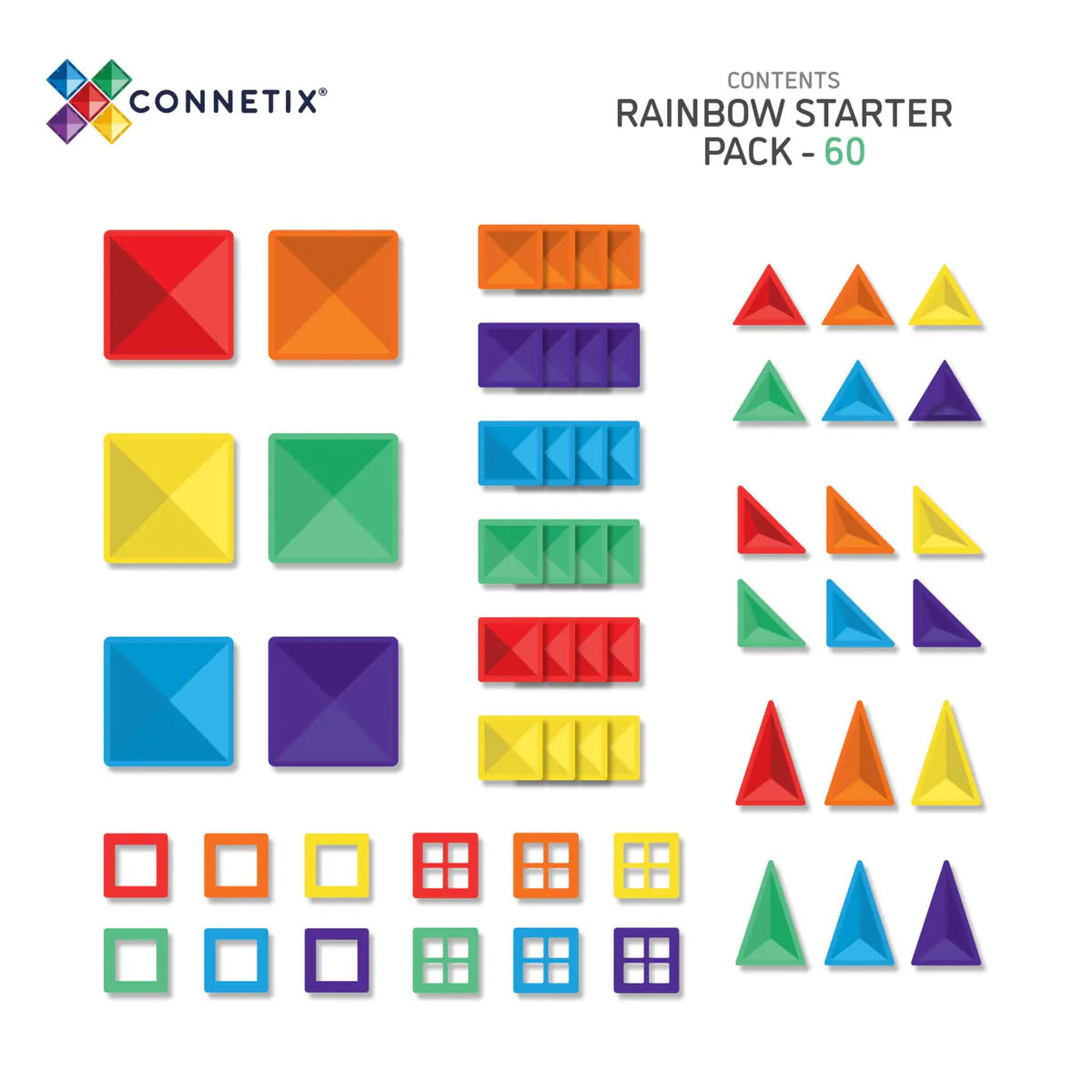 Connetix Magnetic Tiles Rainbow Starter Pack 60pc