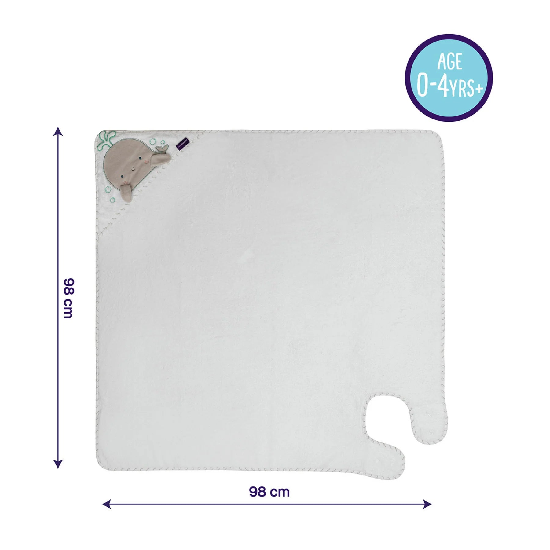 Clevamama Bamboo Apron Baby Bath Towel 0-4 Years White / Grey