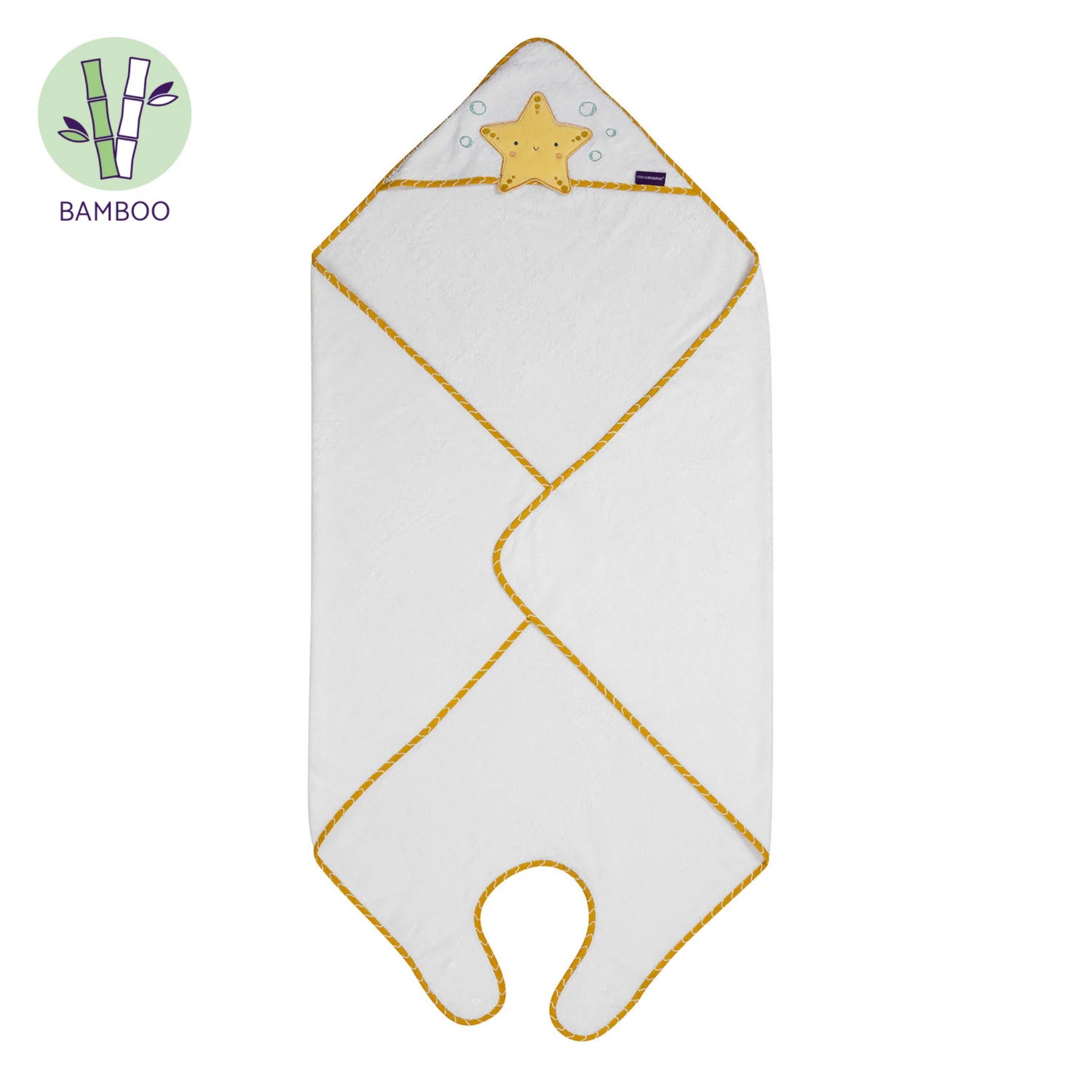 Clevamama Bamboo Apron Baby Bath Towel 0-4 Years White / Honey