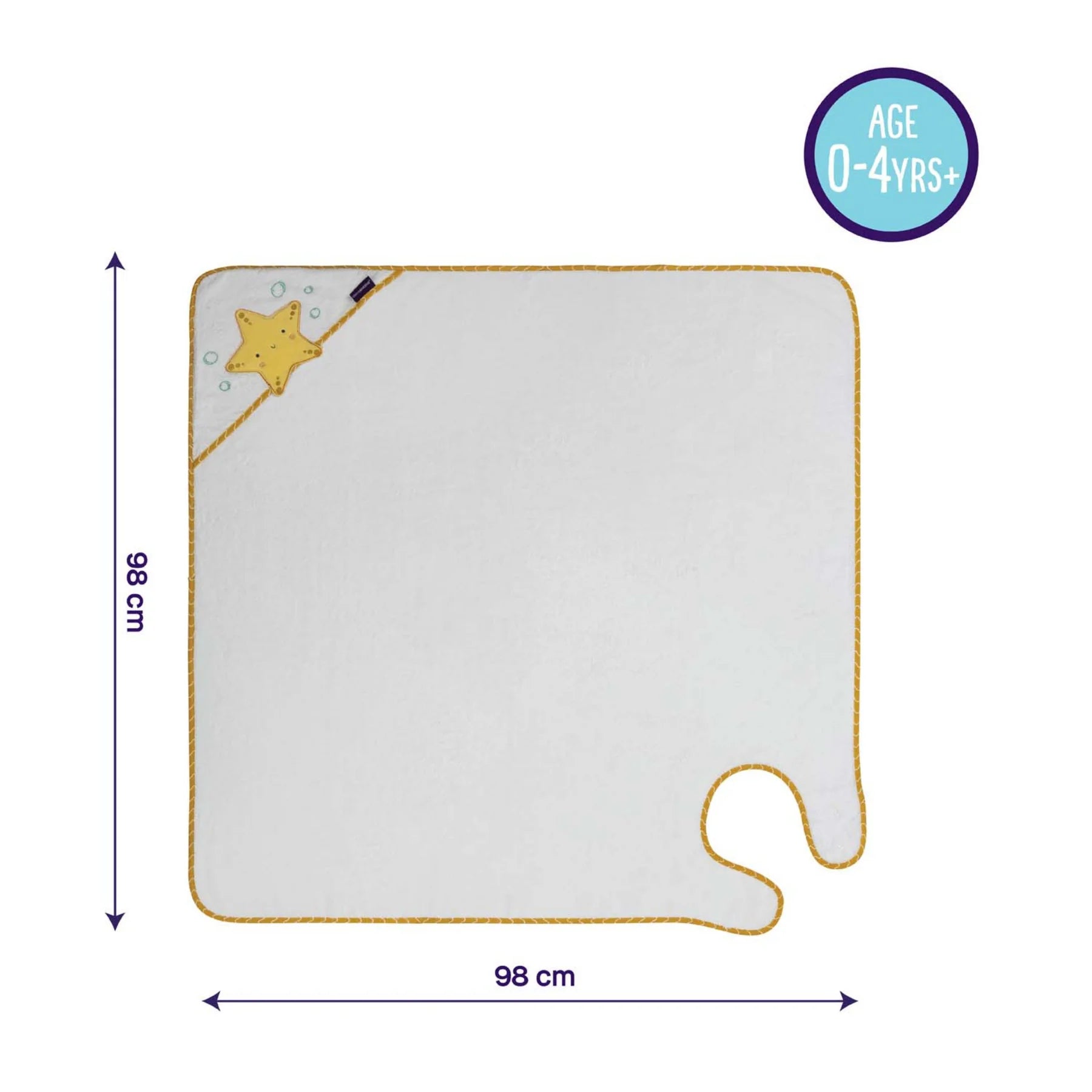 Clevamama Bamboo Apron Baby Bath Towel 0-4 Years White / Honey