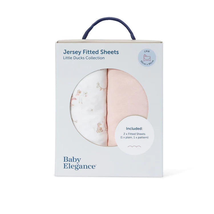 Baby Elegance 2 x Fitted Crib Sheets 50cm x 90cm Little Ducks Collection