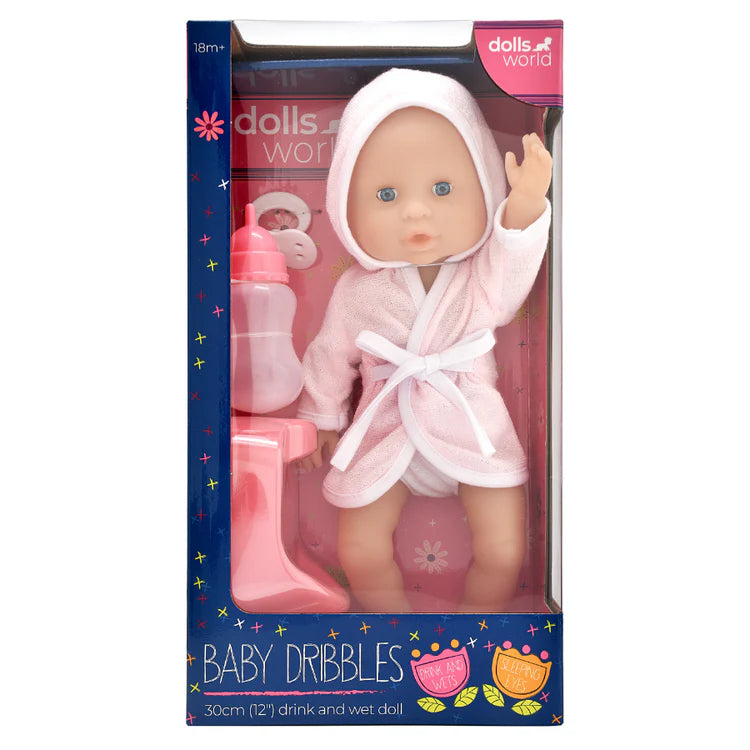 Dolls World Baby Dribbles 12" Drink & Wet Doll