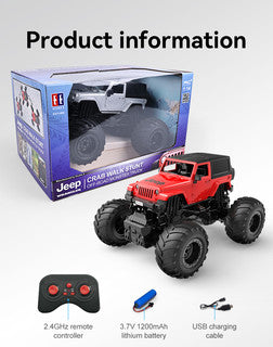 Jeep Wrangler Remote Control Crab Stunt Off Road Monster Truck 1:14 Red
