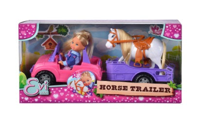Evi Love Jeep With Horse Trailer Doll And Horse