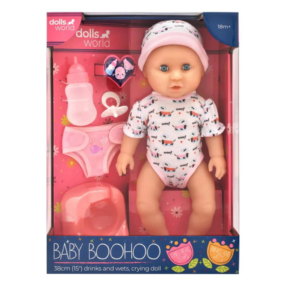 Dolls World Baby Boohoo 38cm Drink And Wet Doll With Crying Sounds And Accessories